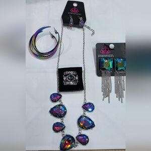 Paparazzi Iridescent and Silver Earring Set